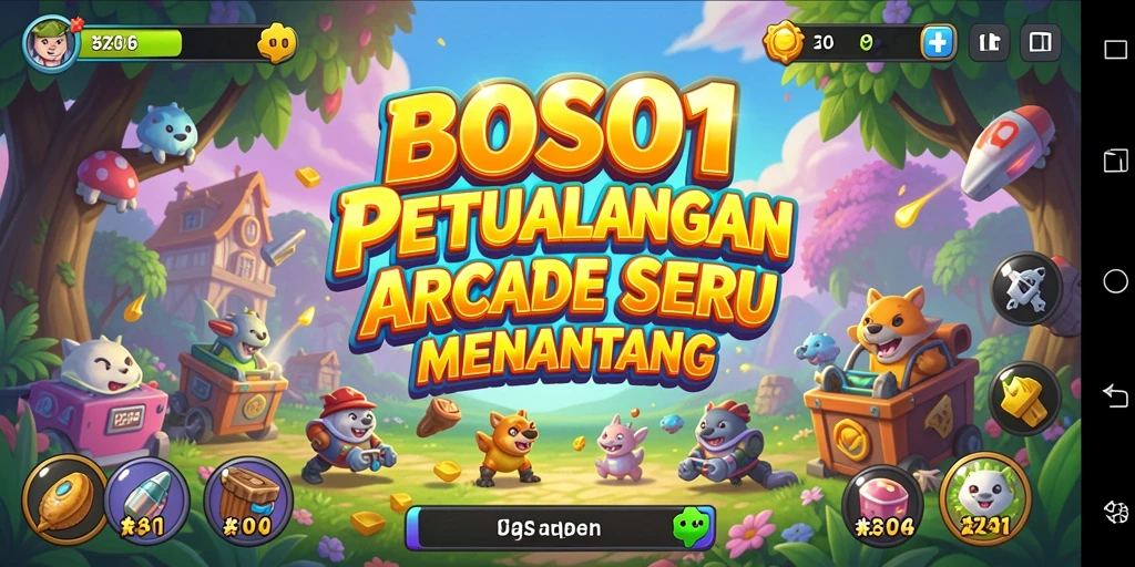 Tampilan gameplay <strong>BOS01</strong> yang penuh warna dan menarik.