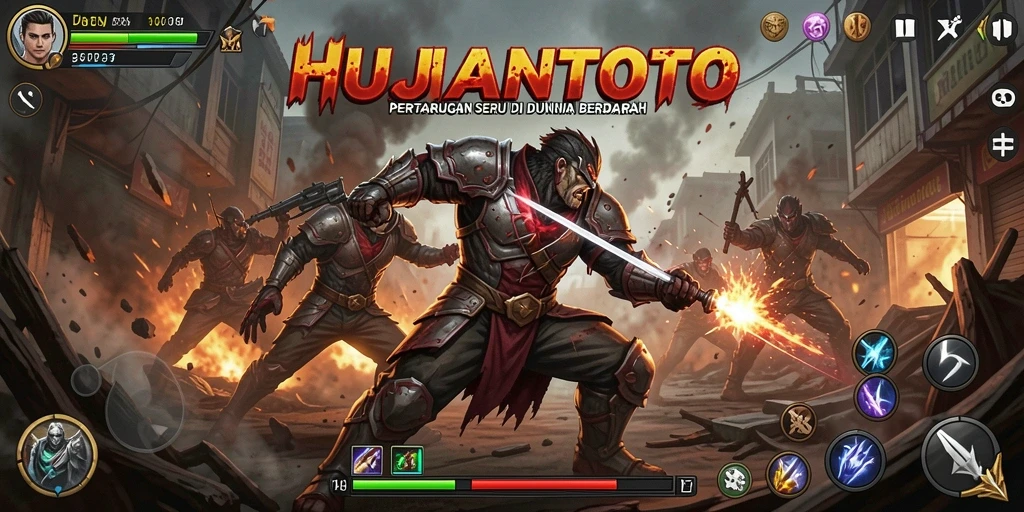 Screenshot HUJANTOTO memperlihatkan aksi pertarungan yang intens dan mendebarkan.