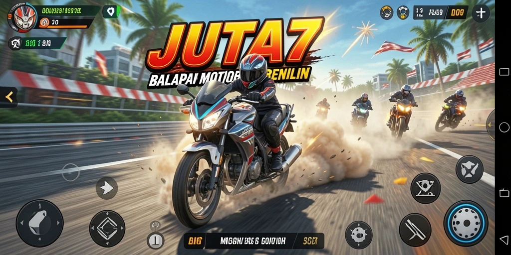Gameplay mendebarkan dalam balapan motor JUTA7.