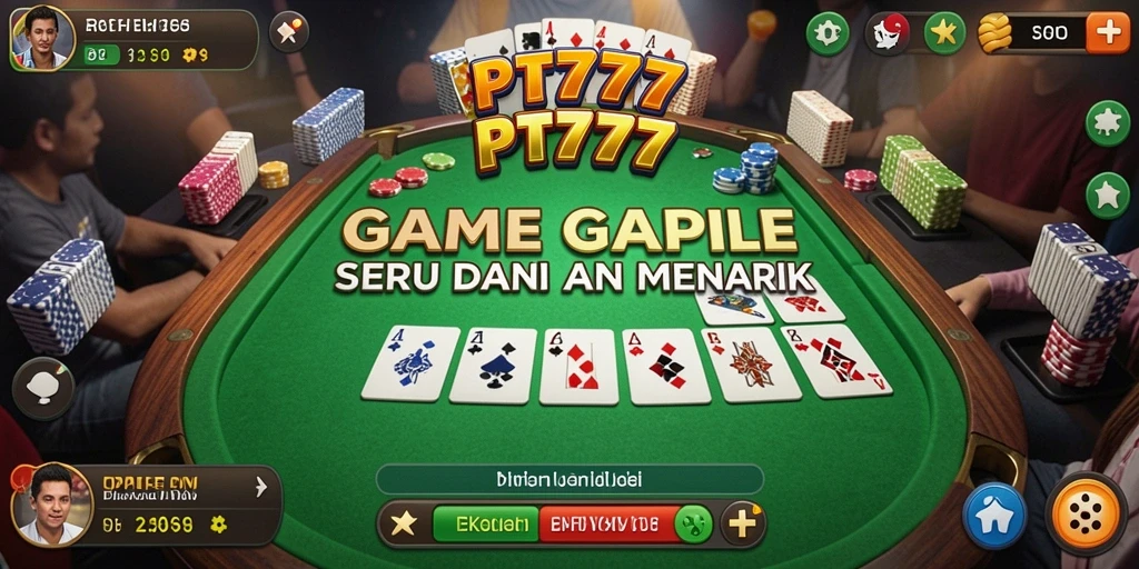 Screenshot PT777 menampilkan permainan Gaple yang seru dan interaktif.